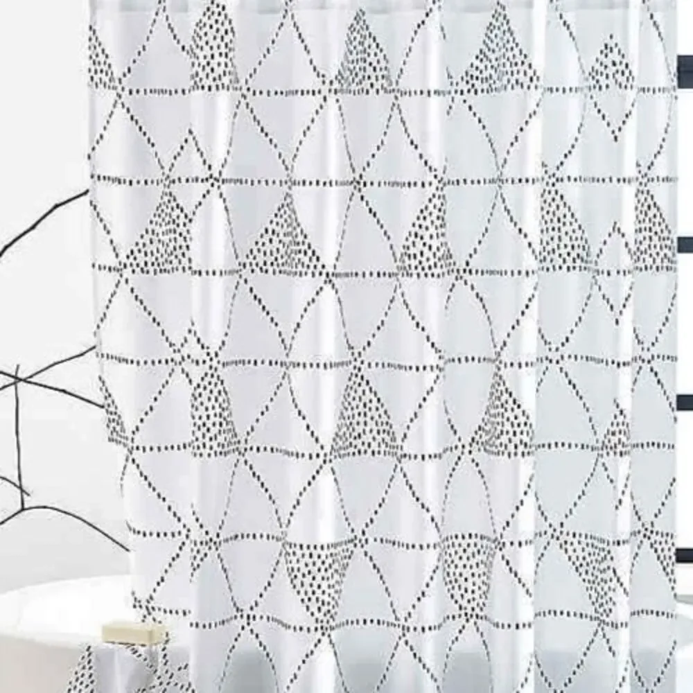 DKNY Shower Curtain Fabric Diamond Dash 72x72 White Black Luxury Washable